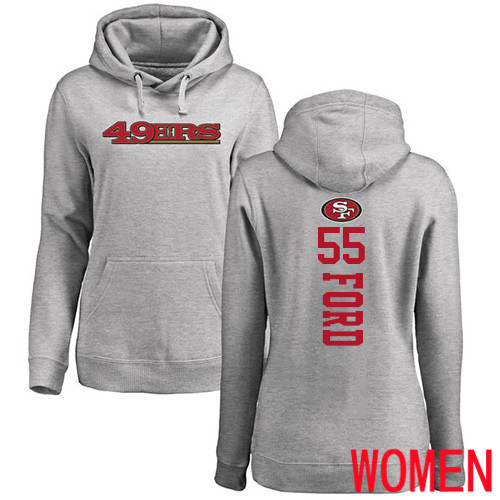 San Francisco 49ers Ash Women Dee Ford Backer 55 Pullover NFL Hoodie Sweatshirts
